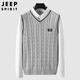 JEEP SPIRIT吉普馬甲男秋冬毛衣男士背心針織衫坎肩休閑打底衫上衣 灰色 XL