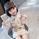 蓓馨貝（Beixinbei）女童旗袍連衣裙夏季新款女寶寶夏裝1-6歲女孩衣服洋氣中國(guó)風(fēng)裙子3 杏色旗袍裙 100 建議2歲左右