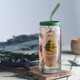 小北家玻璃杯吸管杯女帶蓋牛奶杯咖啡杯可愛水杯高顏值大容量喝水杯子 牛油果
