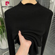 皮爾卡丹（pierre cardin）2023秋季半高領(lǐng)薄款針織衫女修身氣質(zhì)內搭打底衫中領(lǐng)毛衣 黑色 XL115-135斤