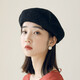 MISMEMO貝雷帽女夏季薄款英倫復古針織透氣日系蓓蕾ins無(wú)檐網(wǎng)紅畫(huà)家帽 靜默黑
