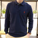LAUREN RALPH LAUREN拉夫勞倫polo衫衣服男裝棉小馬標(biāo)刺繡體恤男商務(wù)休閑翻領(lǐng)上衣男 寶藍(lán)色紅標(biāo) L 建議140-160斤