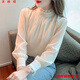 事思蕾絲衫女長(zhǎng)袖新款小衫打底襯衫百搭洋氣女上衣潮 加絨 杏色（加絨） M