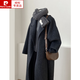 皮爾卡丹（pierre cardin）羊絨呢子大衣女2025新款秋冬感毛呢外套韓系小個(gè)子冬天中長(cháng)款 黑灰色 S 【建議105-115斤】