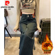 皮爾卡丹水泥灰窄版闊腿牛仔褲女2025秋冬新款大d碼高腰顯瘦直筒拖地長(cháng)褲 水泥灰 款 【版】 加絨 M 【建議99-108斤】
