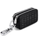 WILLIAMPOLO英皇保羅男士汽車(chē)鑰匙包真皮鱷魚(yú)雙層拉鏈多功能大容量腰掛鎖匙包 黑色鱷魚(yú)紋[頭層牛皮-真皮]