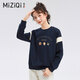 米子旗 衛衣女寬松春秋冬2025年新款圓領(lǐng)卡通印花加絨上衣ins潮 春秋5697胸前大 寶藍 S 80-110斤