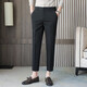 萌八哥八分西褲男士小腳九分褲子8分七分商務(wù)休閑褲垂直感9分西裝褲男款 黑色-八分款 31