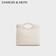CHARLES&KEITH復古菱格鏈條手提托特包女生日禮物送女友CK2-30271418 Beige米色 M