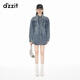 DZZIT地素牛仔長(cháng)襯衫春秋摩登復古丹寧收腰設計女 藍色 S