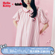 野獸派家居（tbh）三麗鷗Hello Kitty天絲棉家居睡裙四季可外穿長(cháng)袖睡衣女 天絲棉短款家居裙 粉紅條紋 S