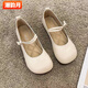 潮韻月搭配裙子單鞋女年春夏晚晚鞋新款瑪麗珍百搭軟皮豆豆平底鞋 米白色普通版 40