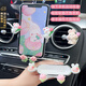 京格新款車(chē)載手機支架導航車(chē)上卡通小兔車(chē)內出風(fēng)口裝飾汽車(chē)固定支撐架 郁金香白兔+白亮面+郁金香兔香夾