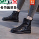 卡帝樂(lè)鱷魚(yú)（CARTELO）短筒馬丁靴女春秋單靴英倫風(fēng)休閑舒適軟皮百搭真皮透氣短靴子 黑色單里 38