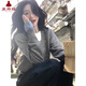 夏雨瑤假兩件慵懶風(fēng)毛衣女春秋穿搭內(nèi)搭打底長(zhǎng)袖上衣寬松外套灰色針織衫 灰色 M 建議95-105斤