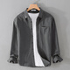羅蒙男士長(cháng)袖襯衫休閑寬松春秋季純棉襯衣外套潮流日系工裝上衣服男裝 長(cháng)袖灰色襯衫 XL