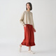 無印良品（MUJI）IDEE 女式 平紋 寬版褲 褲子女款春款休閑褲闊腿褲 深紅色 L (165/72A）