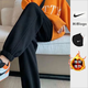 耐克（NIKE）官方艦店女褲 新款運動(dòng)褲跑步褲子保暖加絨針織小腳褲休閑褲子女 黑色加絨-偏大-拍小一碼 L /165/70A