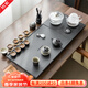 豐匠 天然烏金石茶盤(pán)茶具 帶智能全自動(dòng)電器加水燒水壺套裝 簡(jiǎn)約功夫茶茶海茶船家用茶具托盤(pán) 閑池-底部上水玻璃套裝 70*40*3cm
