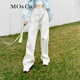 MO&Co.須邊流蘇長(cháng)直筒闊腿白色牛仔褲復古MBD1JENT09moco 牛仔白色 S 26
