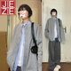 JEZE美式chic韓系灰色衛(wèi)衣外套女春秋季2024新款早秋冬棒球服開衫上衣 【灰色】【z】【韓系外套/早秋chic外 M 【建議100-110斤】