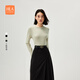 海瀾之家（HLA）長(cháng)袖T恤女裝春秋簡(jiǎn)約純色圓領(lǐng)打底衫女