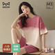 貓人（MiiOW）女士睡衣女夏季純棉時尚韓版圓領(lǐng)短袖短褲寬松可外穿家居服套裝