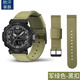 尚智戴適用于卡西歐登山系列手表表帶PRG600 YB650/PRW6600/60/50尼龍帆布透氣表帶 GA-2000替換腕帶 【CF加厚款】軍綠色-黑扣 寬度：24mm