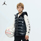 NIKE JORDAN 耐克AJ童裝男童羽絨馬甲冬季新款兒童保暖上衣 黑色金色 140 /68 【建議身高128-140cm】