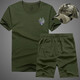 福狼夏季迷彩服體能短袖T恤男速干軍迷t恤退伍老兵戰(zhàn)友聚會定制軍訓(xùn)服 狼頭軍綠套裝 4XL【135-155斤】