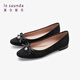 萊爾斯丹[竹韻東方]春季新款新中式提花女鞋通勤平跟淺口單鞋女02001 黑色 BKF 38