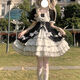 閃動(dòng)少女lolita短款/長款 公主裙小松糕lolita狗短jsk連衣裙洛麗塔坎 黑白（短款） S