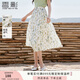 香影碎花a字半身裙女2025夏季新款小清新裙子氣質(zhì)綠色純棉高腰裙 綠花 XL 170/92A/125-140斤