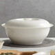 瓷秀源純白骨瓷品鍋帶蓋大湯碗陶瓷湯盆雙耳湯碗創(chuàng  )意個(gè)性家用大號大碗 九品鍋