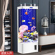 美諾魚缸客廳半圓型魚缸屏風(fēng)大中小型家用落地式玻璃金魚缸生態(tài)免換水 白色 50*40*138