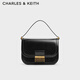 CHARLES&KEITH復古鎖扣豆腐包單肩斜挎包包女包生日禮物CK2-80781400 Black黑色CK2-80782444 S/M