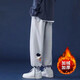 潮西登休閑褲男秋冬潮流百搭學(xué)生褲子男胖子韓版寬松運動(dòng)工裝褲男長(cháng)褲 （加絨單件裝）K057灰色 5XL.