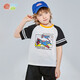 貝貝怡兒童T恤短袖男童裝夏季2022新品純棉衣服卡通印花柔軟透氣上衣 黑色 6歲/身高130cm