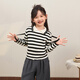 LUSON陳大豬女童毛衣2025春秋新款條紋洋氣兒童針織衫 黑白條紋 110