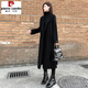 皮爾卡丹（pierre cardin）赫本風(fēng)大衣女長(zhǎng)款2024年秋冬新款黑色雙面羊絨大衣女毛呢外套顯瘦 黑色 S 建議108斤以內(nèi)