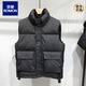 羅蒙（ROMON）羽絨馬甲男青年春秋新款純色立領(lǐng)無(wú)袖羽絨服韓版百搭休閑工裝外套 黑色 3XL