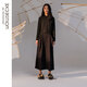 例外（EXCEPTION）新中式女裝新款 秋冬立領(lǐng)中長(cháng)款冷染工藝H型連衣裙 黑色/99 M