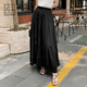 美洋（MEIYANG）繆斯半裙 輕薄靈動(dòng)飄逸壓皺肌理松緊腰A字中長(cháng)裙夏季新款半身裙女 黑色 M