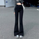 嵐玘黑色褲子女牛仔褲微喇2025新款洋氣春季喇叭褲小個(gè)子高腰緊身顯瘦 高腰微喇牛仔褲【黑色】 M 【建議94-105斤】