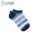 CORGI柯基英國進(jìn)口男女船襪春夏薄款多色條紋淺口精梳棉手工短襪七夕禮 Navy/Pink  女款35-39