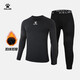 卡爾美（KELME） 運動(dòng)健身服男套裝透氣長(cháng)袖緊身衣加絨內搭保暖緊身褲 加絨加厚套裝(logo在中間) XL/180cm