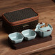 寧不凡（NINGBUFAN） 辦公旅行茶具套裝汝窯便攜快客杯一壺二杯功夫茶具帶過(guò)濾開(kāi)片 一壺兩杯+旅行包+雞翅托盤(pán)