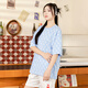 美職棒（MLB）官方 短袖女2024夏季新款NY滿(mǎn)印老花男女同款衣服夏裝時(shí)尚圓領(lǐng)T恤 洛杉磯道奇隊/天藍色 M 170/92A
