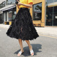 Radinka2026夏新款高腰ins超火的仙女甜美蓬蓬流蘇半身裙中長(cháng)裙子chic 黑色 L碼(建議體重100-120斤)