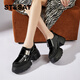 星期六厚底單鞋女百搭時(shí)尚通勤鞋魔術(shù)貼時(shí)裝粗跟高跟鞋皮鞋 黑色 38 